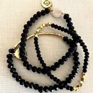 Kinsley Armelle set of black jet bracelets